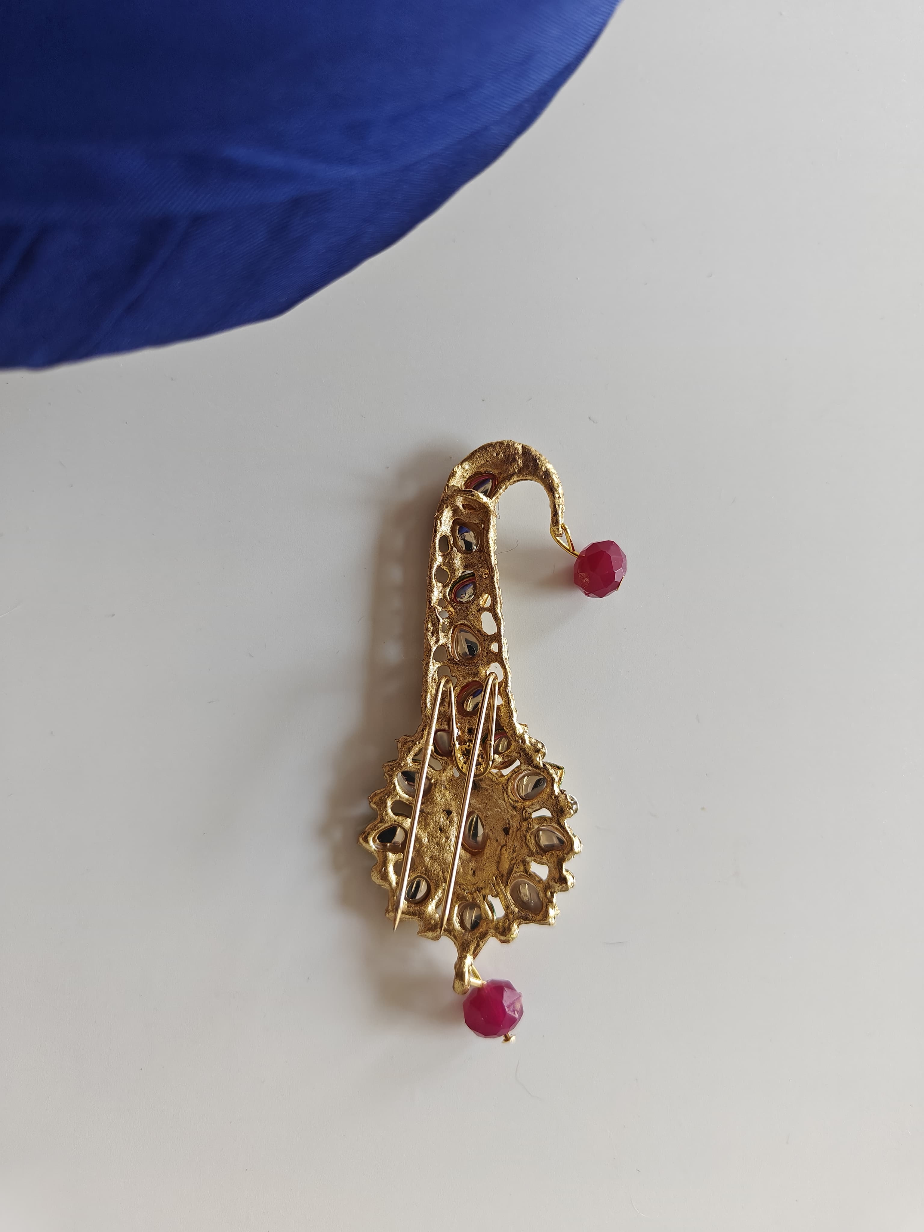 Pink and white Kundan Jadau pagadi Brooch for Batu/Groom