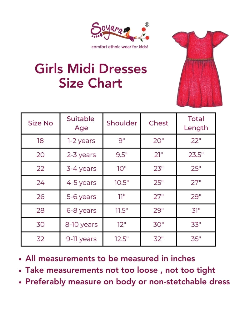 Cyan jacquard brocade silk midi dress with broad paithani border for Girls