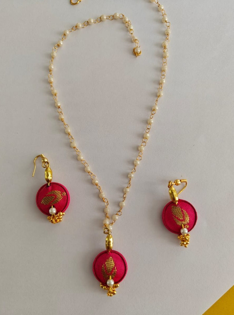 Accessories gifts fancy traditional ethnic for kids trendy handmade fabric accessories brocade handcrafted matching assorted mix n match pearl multicolour metal golden party wear beaded glass beads trendy gold plated earrings pendant