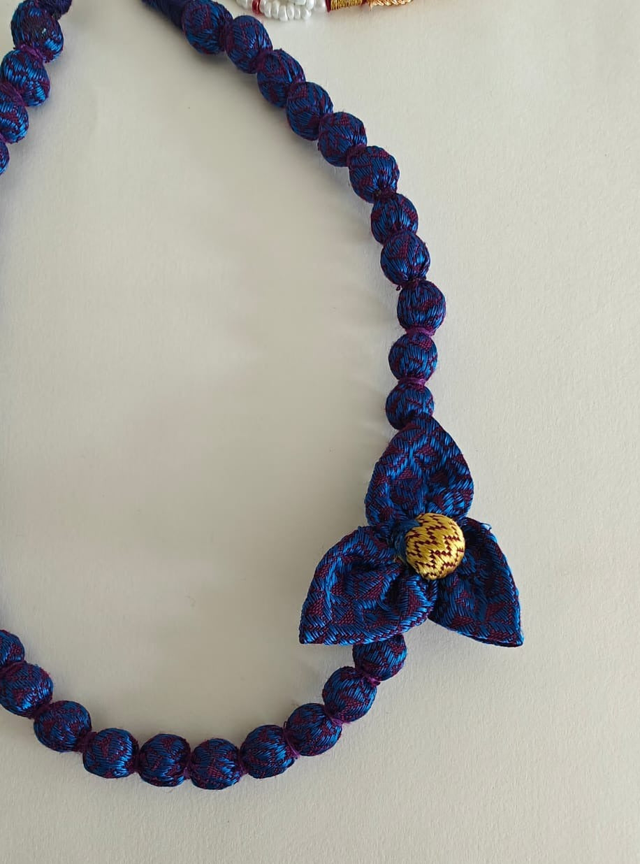 Accessories gifts fancy traditional ethnic for kids trendy handmade fabric accessories brocade handcrafted matching assorted mix n match pearl multicolour metal golden party wear beaded glass beads trendy gold plated earrings pendant