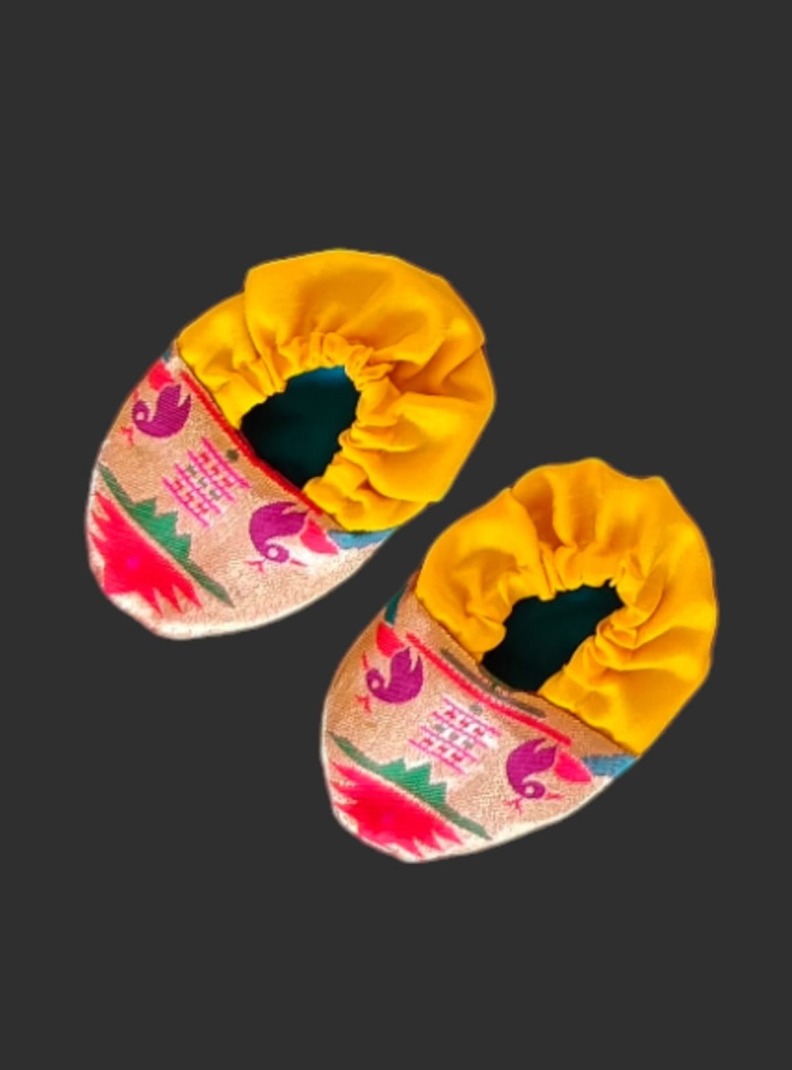 Peacock Green brocade Angrakha kurta with Paithani yoke teamed with contrast yellow dhoti for newborn baby boy.It's the perfect outfit for your baby's naming ceremony,naamkaran,annaprashan ceremony.Traditional dress for Noolukettu Ceremony,Pachavi Puja,cradle ceremony,Rice Ceremony,Chatti Puja etc. Apt gifting idea