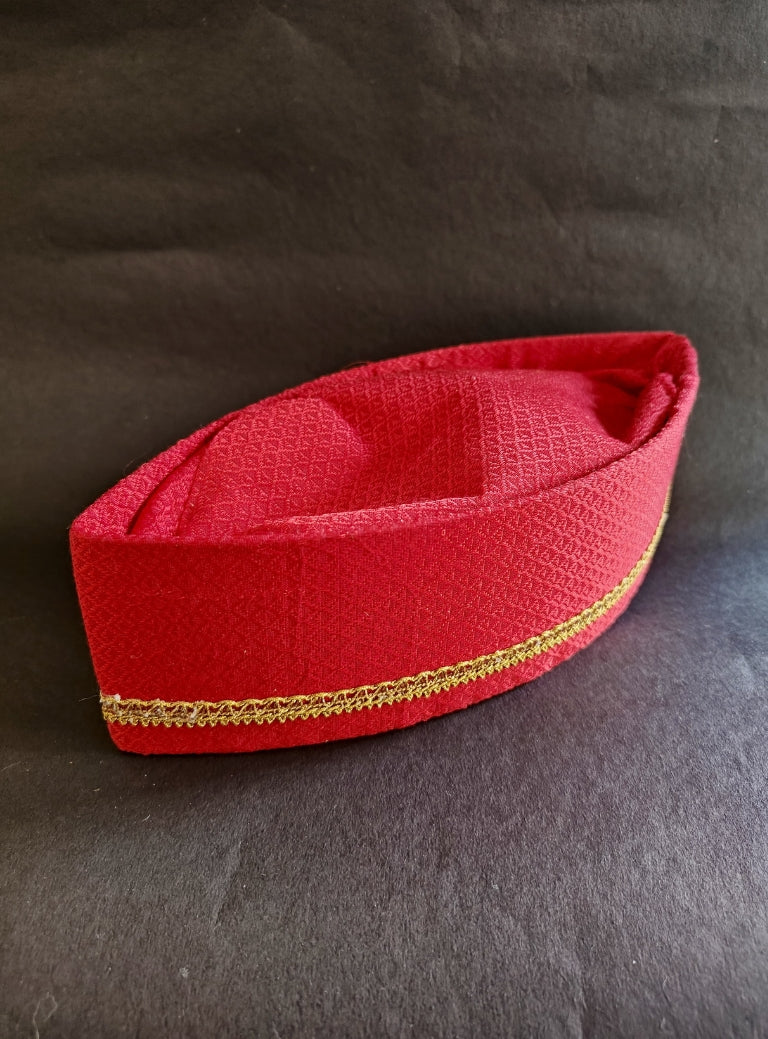 Red Handloom Khunn Yajman Topi with Golden border for Batu.Perfect Accessory for any Puja or Festival.
Mundavalya,kanthi,bhikbali,topi,pagdi are boys accessories exclusively designed using Pearls,glass beads,jadau & gold plated findings for Batu,for Upanayan/Vratabandha/munj /thread ceremony.