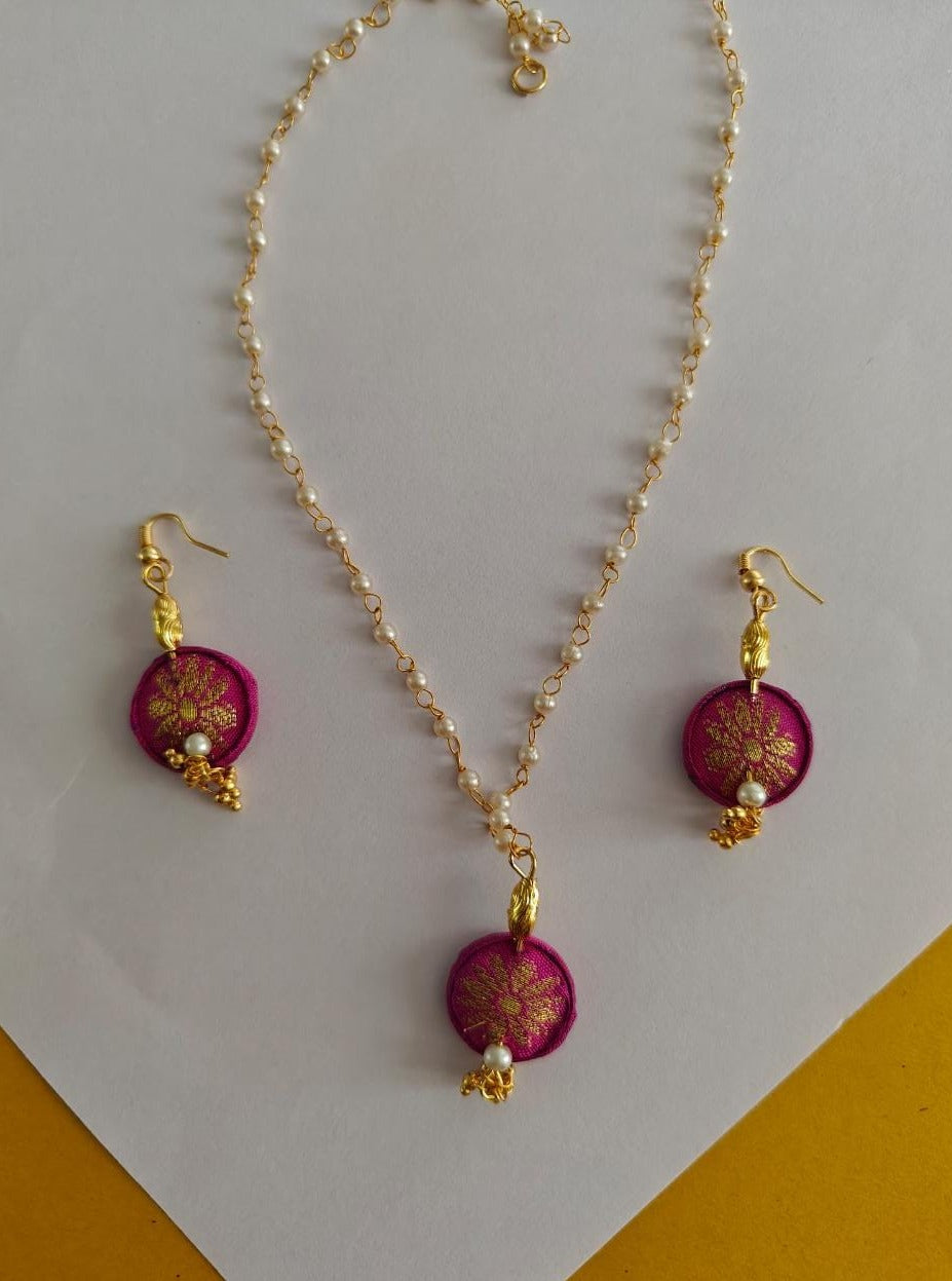 Accessories gifts fancy traditional ethnic for kids trendy handmade fabric accessories brocade handcrafted matching assorted mix n match pearl multicolour metal golden party wear beaded glass beads trendy gold plated earrings pendant