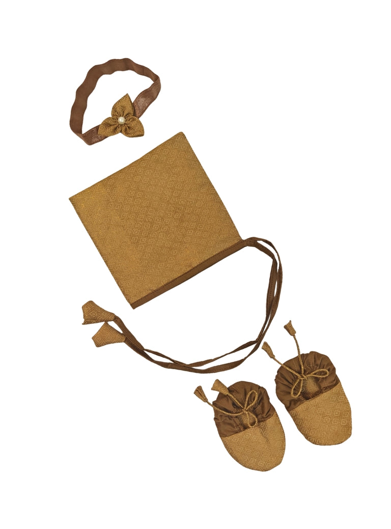 Golden Brocade Naming Ceremony Essentials Combo for Newborn Baby Girl