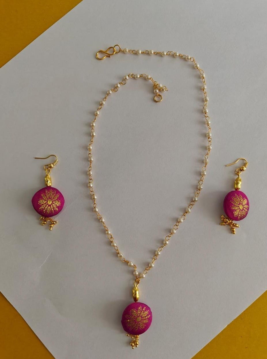 Accessories gifts fancy traditional ethnic for kids trendy handmade fabric accessories brocade handcrafted matching assorted mix n match pearl multicolour metal golden party wear beaded glass beads trendy gold plated earrings pendant