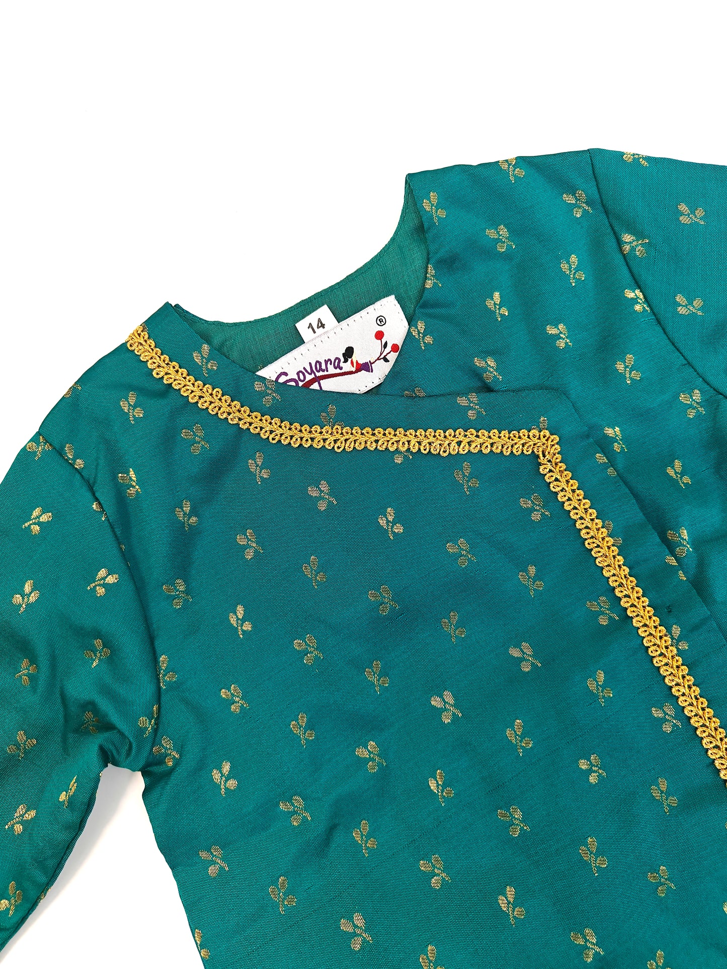 Hemant Set - Peacock Green brocade silk kurta , Orange cotton silk dhoti set for a baby boy