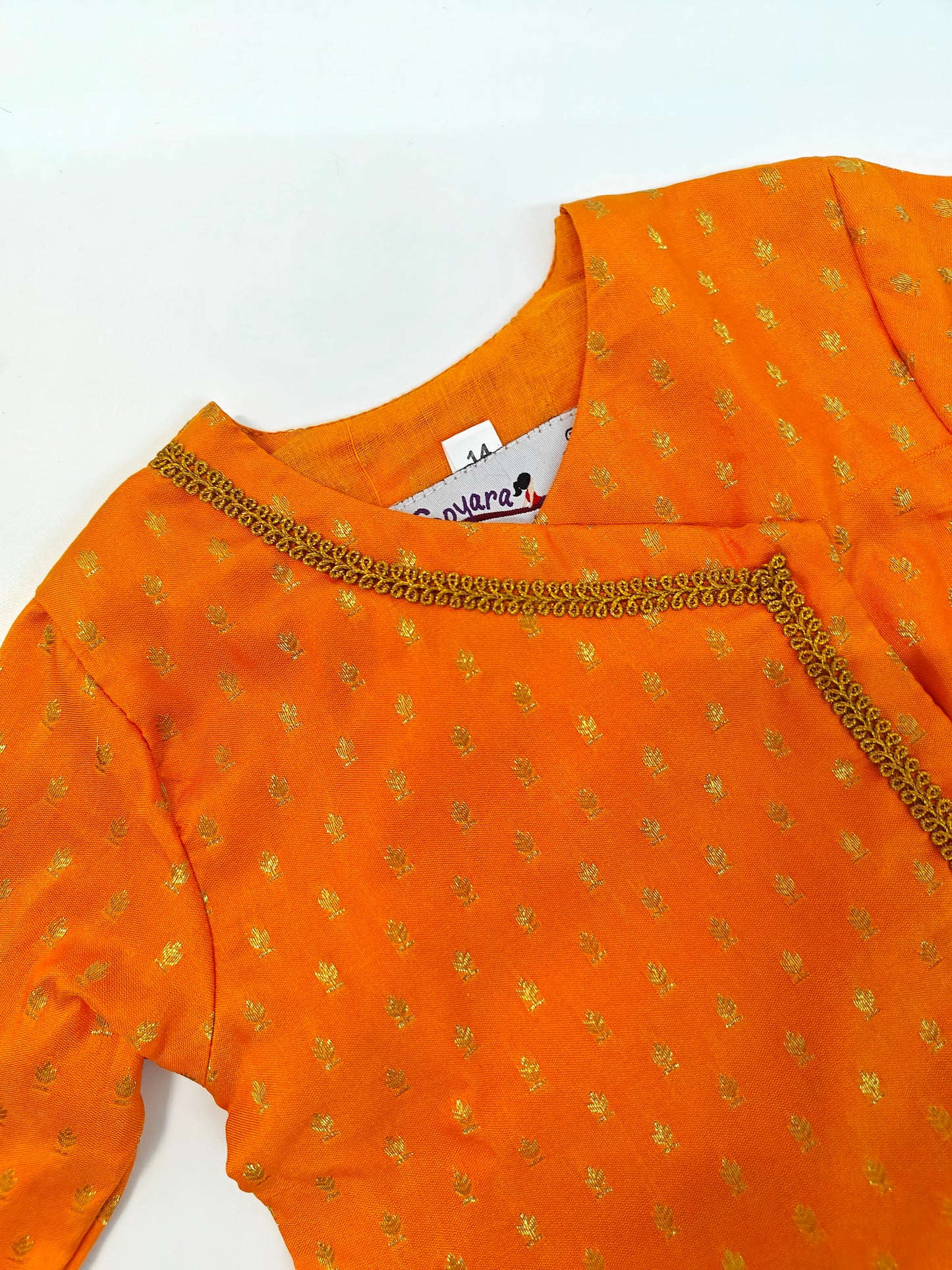 Hemant Set - Mango Yellow brocade silk kurta , Blue cotton silk dhoti set for a baby boy