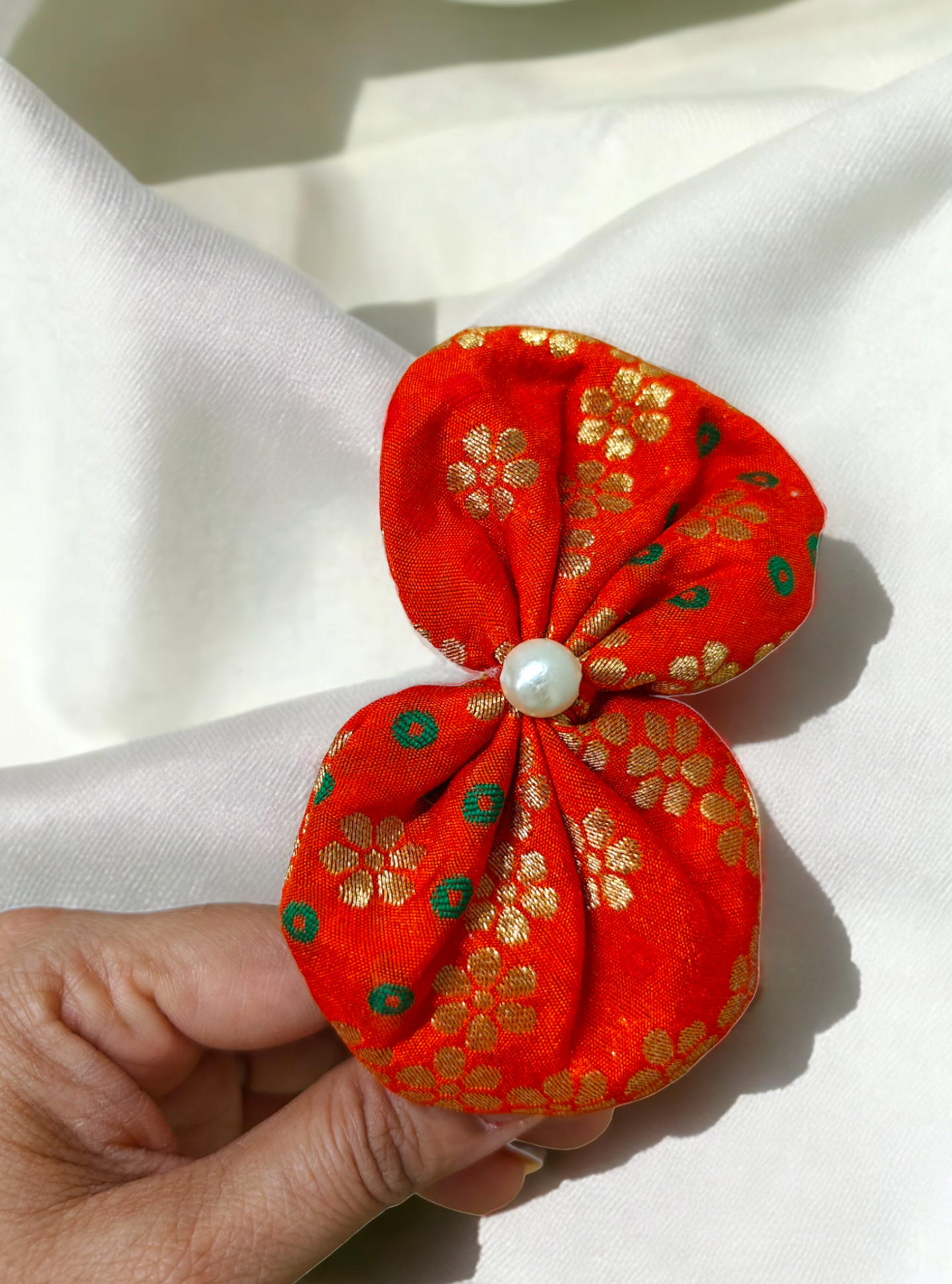Accessories gifts fancy traditional ethnic hair accessories for kids trendy handmade hair clip fabric hair accessories hair band head band brocade handcrafted hair pin hair accessory tic-tac clips matching assorted mix n match pearl multicolour metal golden bow rubber band