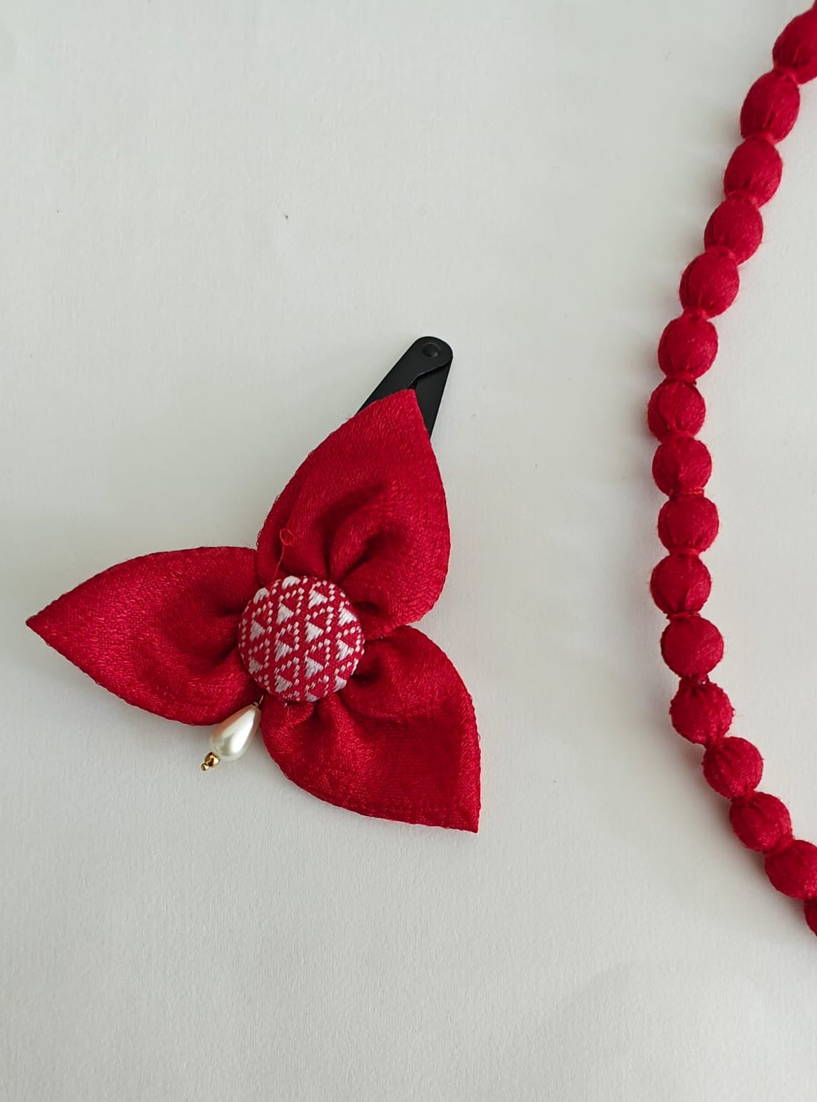 Accessories gifts fancy traditional ethnic for kids trendy handmade fabric accessories brocade handcrafted matching assorted mix n match pearl multicolour metal golden party wear beaded glass beads trendy gold plated earrings pendant