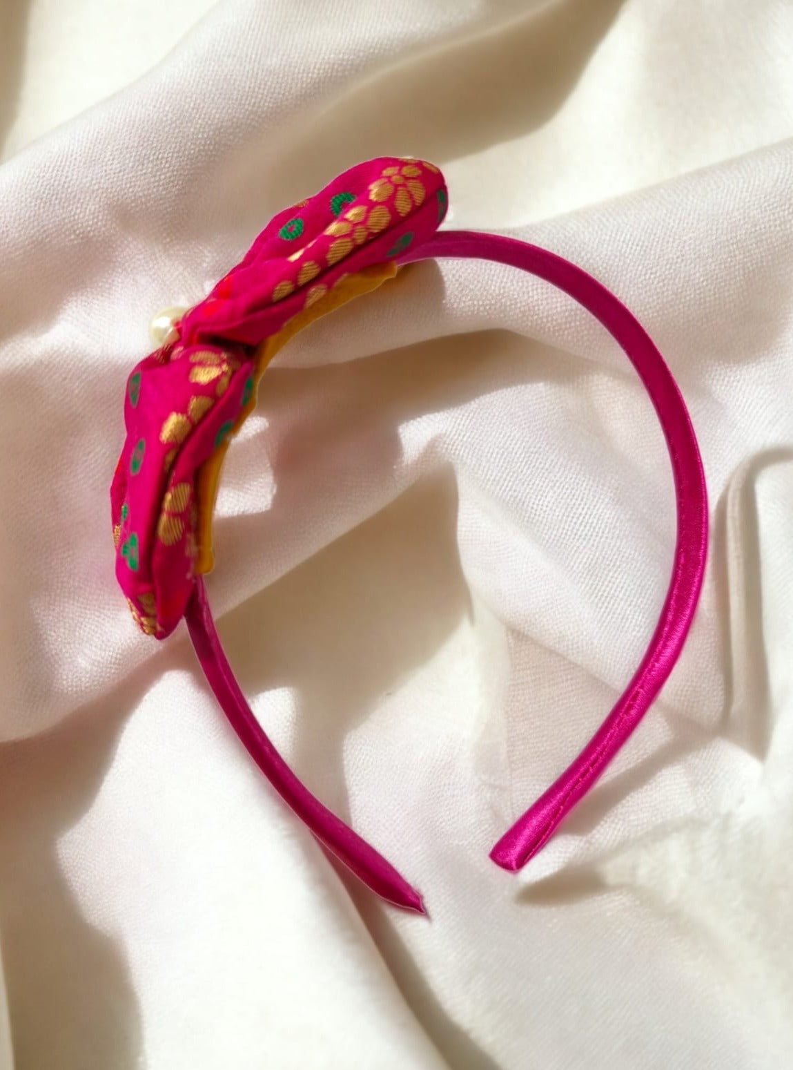 Accessories gifts fancy traditional ethnic hair accessories for kids trendy handmade hairclip fabric hair accessories hair band head band brocade handcrafted hair pin hair accessory tic-tac clips matching assorted mix n match pearl multicolour metal golden bow rubber band