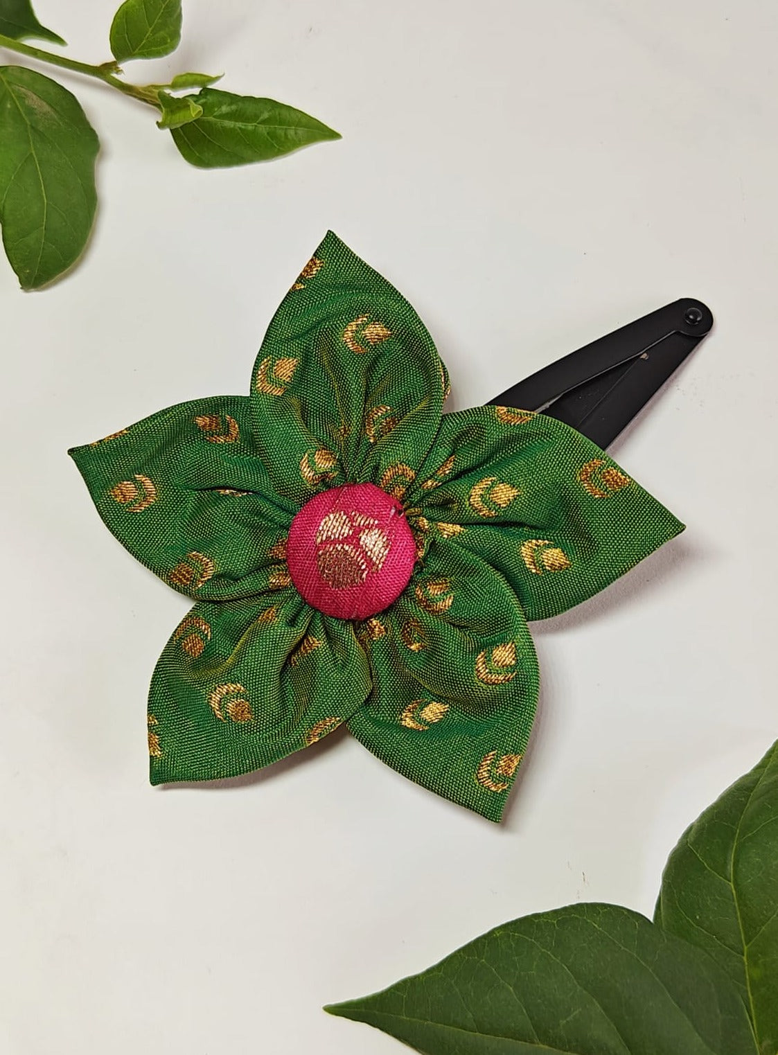 Emerald green shop flower hair clip