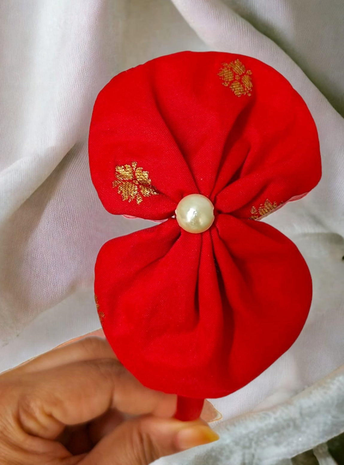 Accessories gifts fancy traditional ethnic hair accessories for kids trendy handmade hair clip fabric hair accessories hair band head band brocade handcrafted hair pin hair accessory tic-tac clips matching assorted mix n match pearl multicolour metal golden bow rubber band