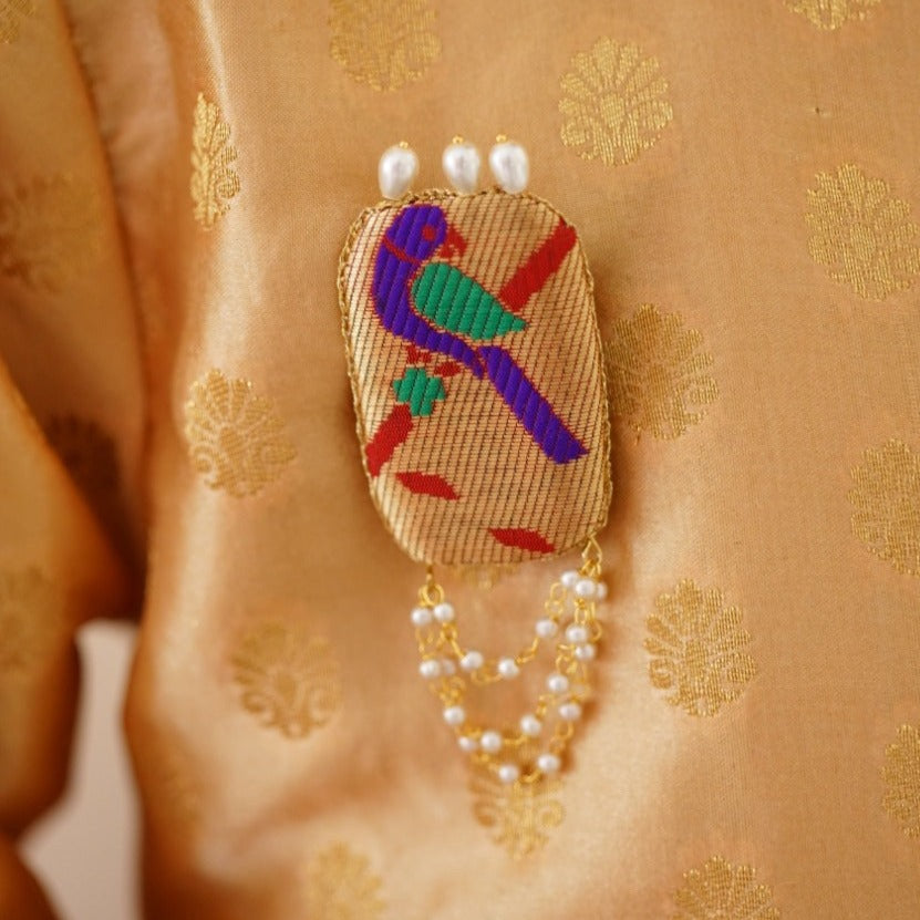 Traditional ethnic for baby boy vratabandha upnayan munj mauji bandhan pearl pearl chain pendant handmade handcrafted golden multi color beaded batu paithani double layer triple layer glass beads bhikshawal bhikbali mundavalya kanthi jholi panche gamacha towel janav yadnyopavit brooch cotton clip on soval chaddi inner pant