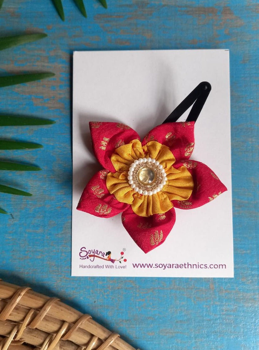 Accessories gifts fancy traditional ethnic hair accessories for kids trendy handmade hair clip fabric hair accessories hair band head band brocade handcrafted hair pin hair accessory tic-tac clips matching assorted mix n match pearl multicolour metal golden bow rubber band