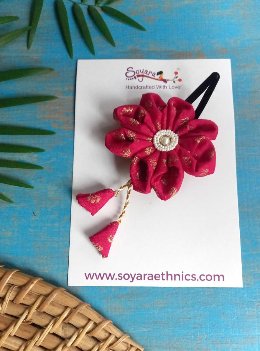 Accessories gifts fancy traditional ethnic hair accessories for kids trendy handmade hair clip fabric hair accessories hair band head band brocade handcrafted hair pin hair accessory tic-tac clips matching assorted mix n match pearl multicolour metal golden bow rubber band