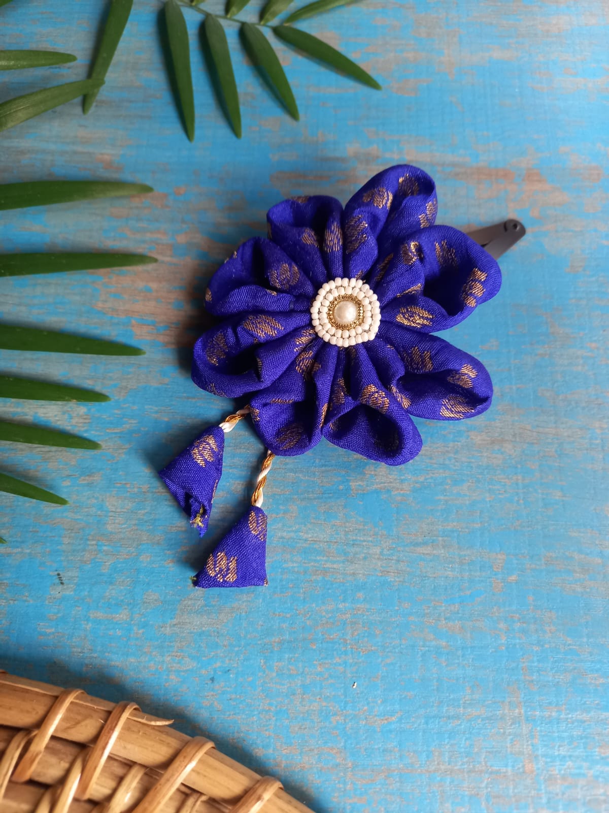 Accessories gifts fancy traditional ethnic hair accessories for kids trendy handmade hair clip fabric hair accessories hair band head band brocade handcrafted hair pin hair accessory tic-tac clips matching assorted mix n match pearl multicolour metal golden bow rubber band