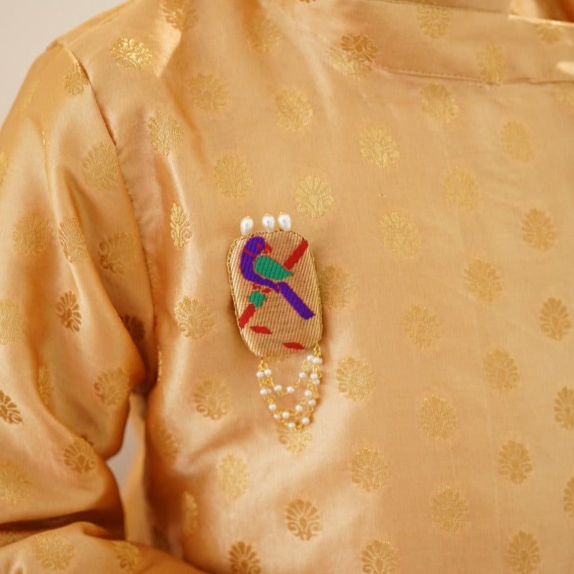 Traditional ethnic for baby boy vratabandha upnayan munj mauji bandhan pearl pearl chain pendant handmade handcrafted golden multi color beaded batu paithani double layer triple layer glass beads bhikshawal bhikbali mundavalya kanthi jholi panche gamacha towel janav yadnyopavit brooch cotton clip on soval chaddi inner pant