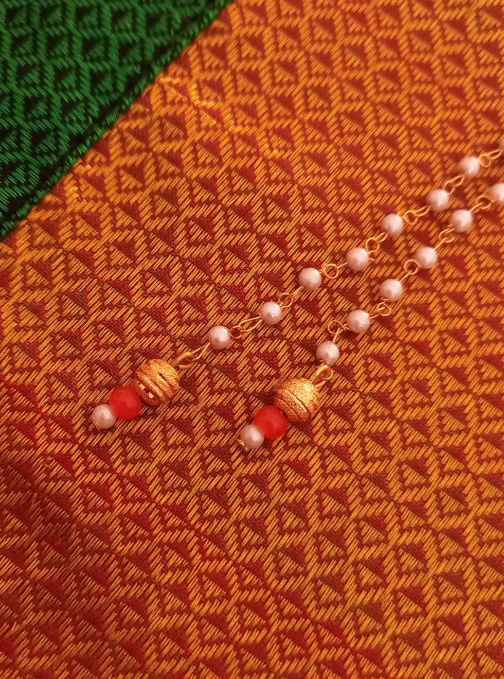 Pearls Mundavalya wit Golden Finding and Colorful Glass Bead for Batu Soyara Ethnics Studio