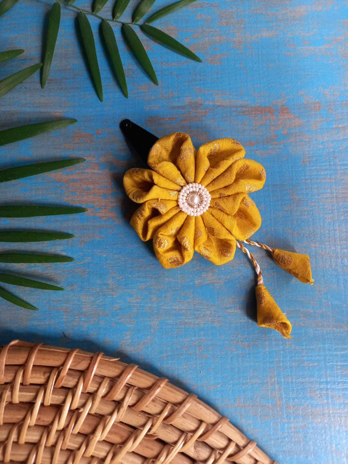 Accessories gifts fancy traditional ethnic hair accessories for kids trendy handmade hair clip fabric hair accessories hair band head band brocade handcrafted hair pin hair accessory tic-tac clips matching assorted mix n match pearl multicolour metal golden bow rubber band