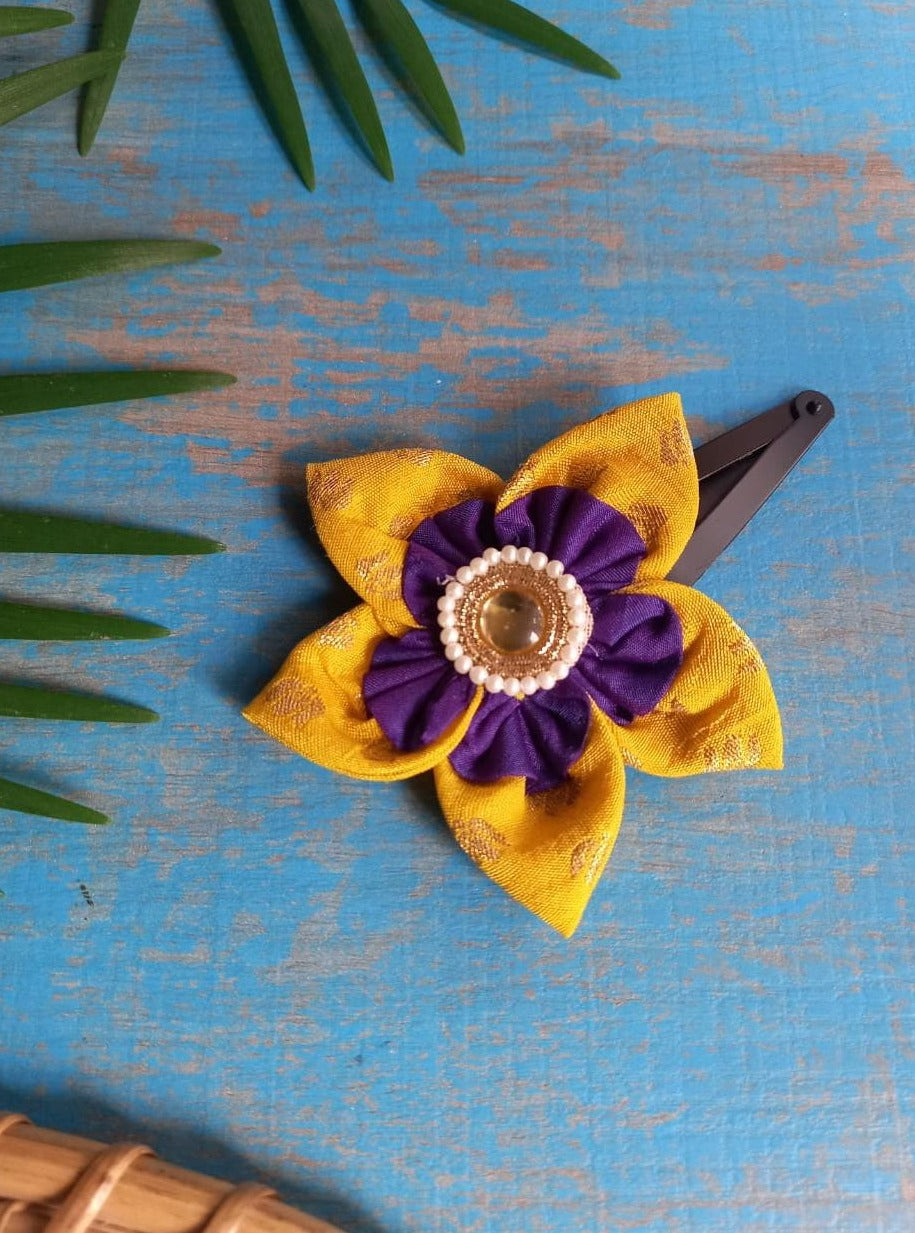 Accessories gifts fancy traditional ethnic hair accessories for kids trendy handmade hair clip fabric hair accessories hair band head band brocade handcrafted hair pin hair accessory tic-tac clips matching assorted mix n match pearl multicolour metal golden bow rubber band