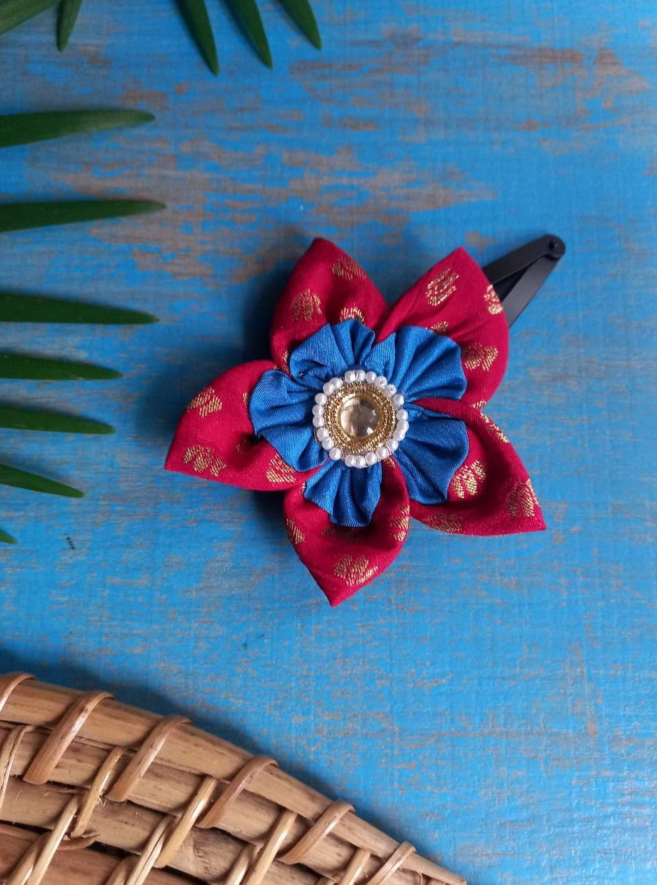 Accessories gifts fancy traditional ethnic hair accessories for kids trendy handmade hairclip fabric hair accessories hair band head band brocade handcrafted hair pin hair accessory tic-tac clips matching assorted mix n match pearl multicolour metal golden bow rubber band