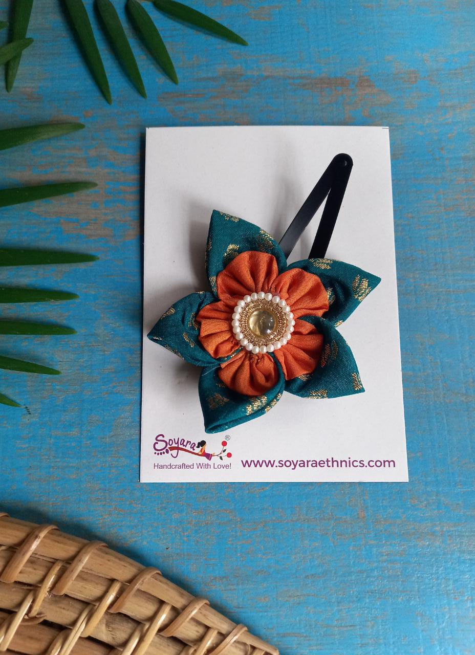 Accessories gifts fancy traditional ethnic hair accessories for kids trendy handmade hair clip fabric hair accessories hair band head band brocade handcrafted hair pin hair accessory tic-tac clips matching assorted mix n match pearl multicolour metal golden bow rubber band