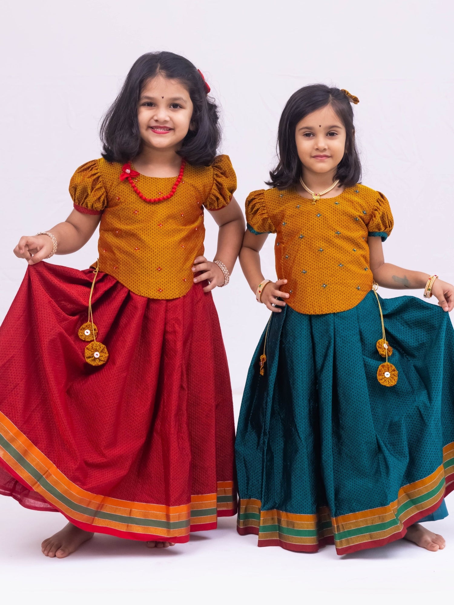 Elevate your young girl's style with our exquisite Radiant Blossoms Collection, a delightful array of ethnic wear designed to infuse her wardrobe with vibrant colors, intricate designs, and a touch of cultural elegance