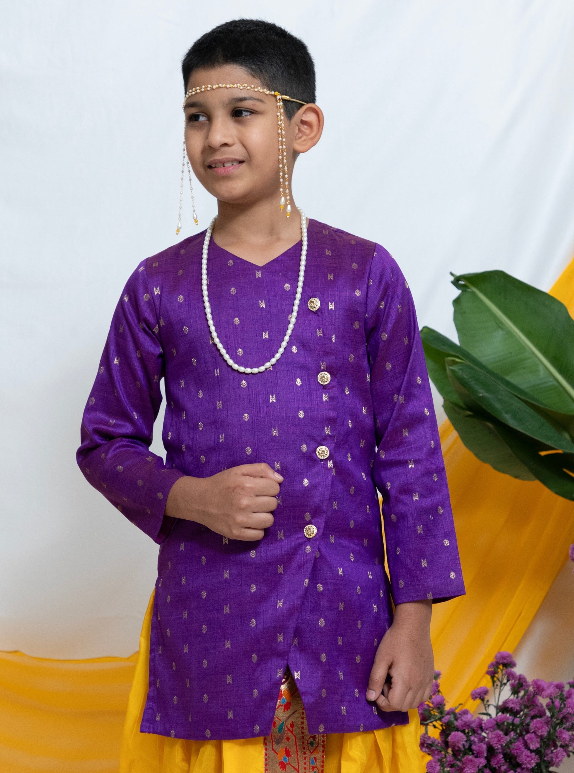 cotton silk traditional ethnic brocade printed silk cotton kurta pyjama salwar suit pajama churidar set sherwani jacket for baby boy kids