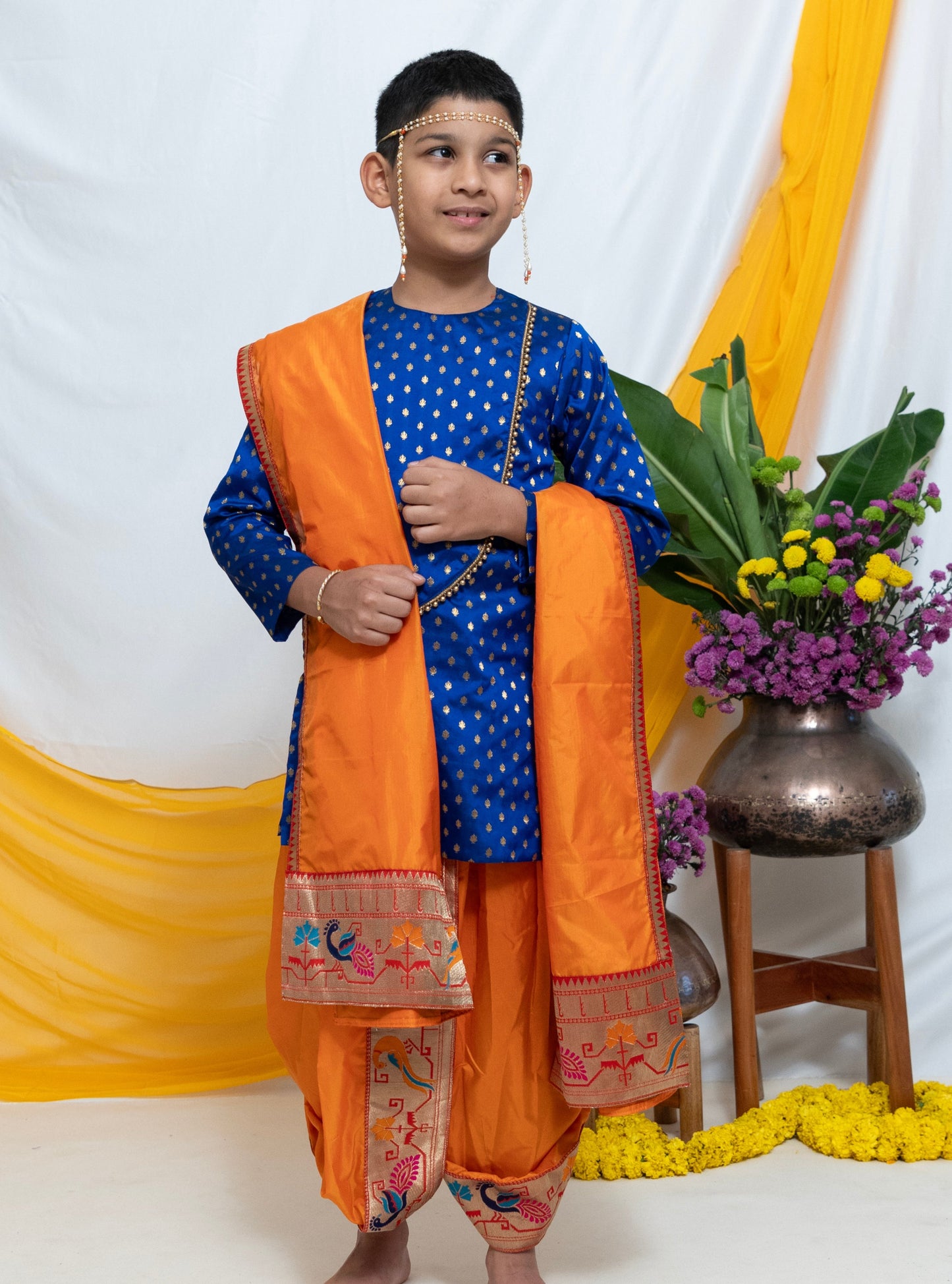 silk traditional ethnic brocade printed silk cotton kurta pyjama salwar suit pajama churidar set sherwani jacket for baby boy kids