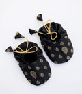 Black Brocade unisex booties for newborn baby