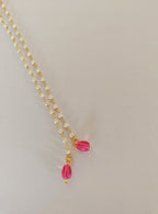 Pearls and pink glass beads Mundavali and Janave combo for Brahmavadini.Mundavalya,kanthi,bhikbali,topi,pagdi are boys accessories exclusively designed using Pearls,glass beads,jadau & gold plated findings for Brahmavadini,for Upanayan/Vratabandha/munj /thread ceremony.