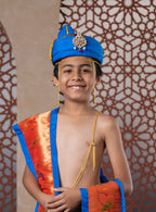 Blue Mysore Silk Sovale & Shela With Broad Paithani Border
