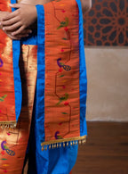 Blue Mysore Silk Sovale & Shela With Broad Paithani Border