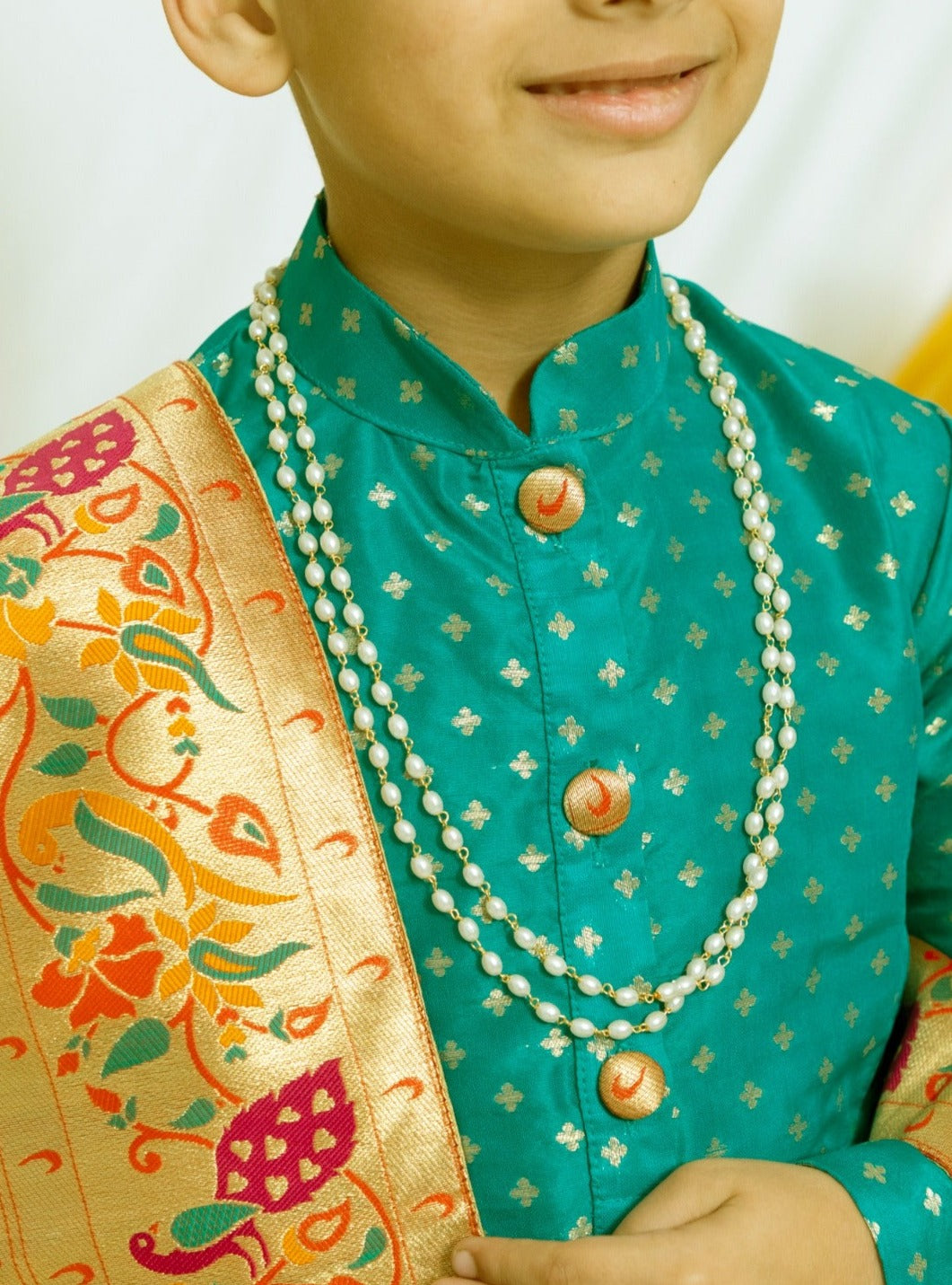 traditional ethnic brocade printed silk cotton kurta pyjama salwar suit pajama churidar set sherwani jacket for baby boy kids