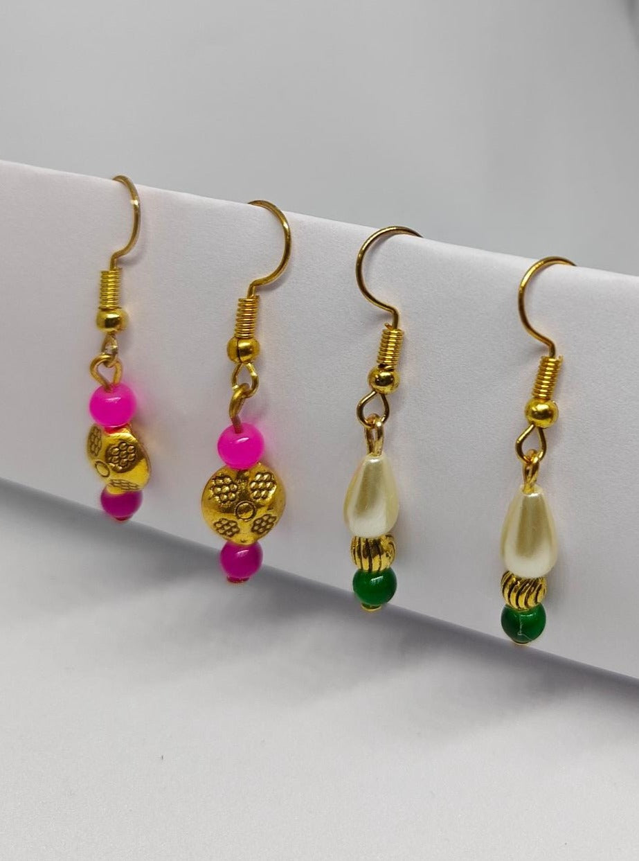 Accessories gifts fancy traditional ethnic trendy handmade accessories handcrafted matching assorted mix n match pearl multicolour metal golden nath nose pin nathani Marathi gold plated Maharashtrian accessory zumka jhumka moti vel single layer double layer dangling 