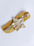White Sadafuli Flower Stretchable Headband For Baby G