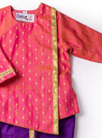 Tanay Blush Pink Brocade Baby Boy Kurta & Purple Dhoti Set