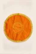 Orange Dupion Silk Jholi (Zoli) for Batu, beautifully embellished with golden frilled lace