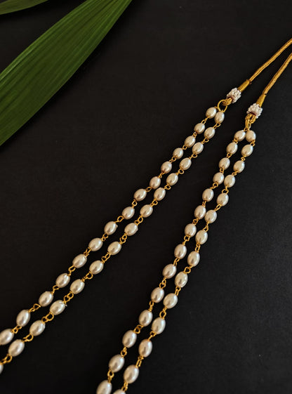 Double Layered Plain oval shaped pearls kanthi for Batu