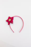 Pink brocade handcrafted fabric sadafuli flower hairband for Girls
