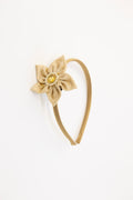 Ivory brocade handcrafted fabric sadafuli flower hairband for Girls