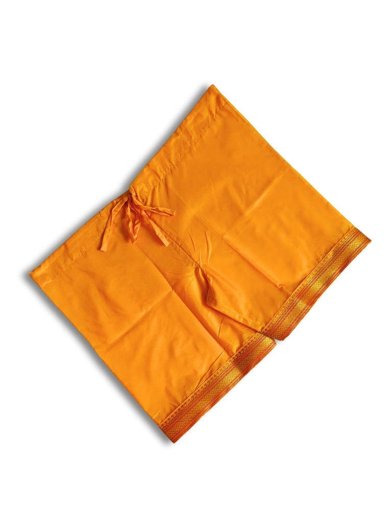 Mysore Silk Inner Pant for Batu with golden border essentail for Chaul Sanskar.Mundavalya,kanthi,bhikbali,topi,pagdi are boys accessories exclusively designed using Pearls,glass beads,jadau & gold plated findings for Batu,for Upanayan/Vratabandha/munj /thread ceremony. 