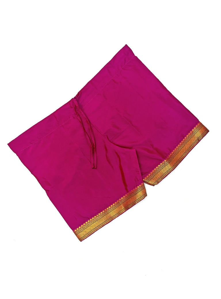 Mysore Silk Inner Pant for Batu with golden border essentail for Chaul Sanskar.Mundavalya,kanthi,bhikbali,topi,pagdi are boys accessories exclusively designed using Pearls,glass beads,jadau & gold plated findings for Batu,for Upanayan/Vratabandha/munj /thread ceremony. 