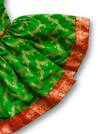 Shubha Green Brocade Silk Baby Girl Dress with Headband
