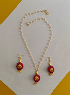 Accessories gifts fancy traditional ethnic for kids trendy handmade fabric accessories brocade handcrafted matching assorted mix n match pearl multicolour metal golden party wear beaded glass beads trendy gold plated earrings pendant    