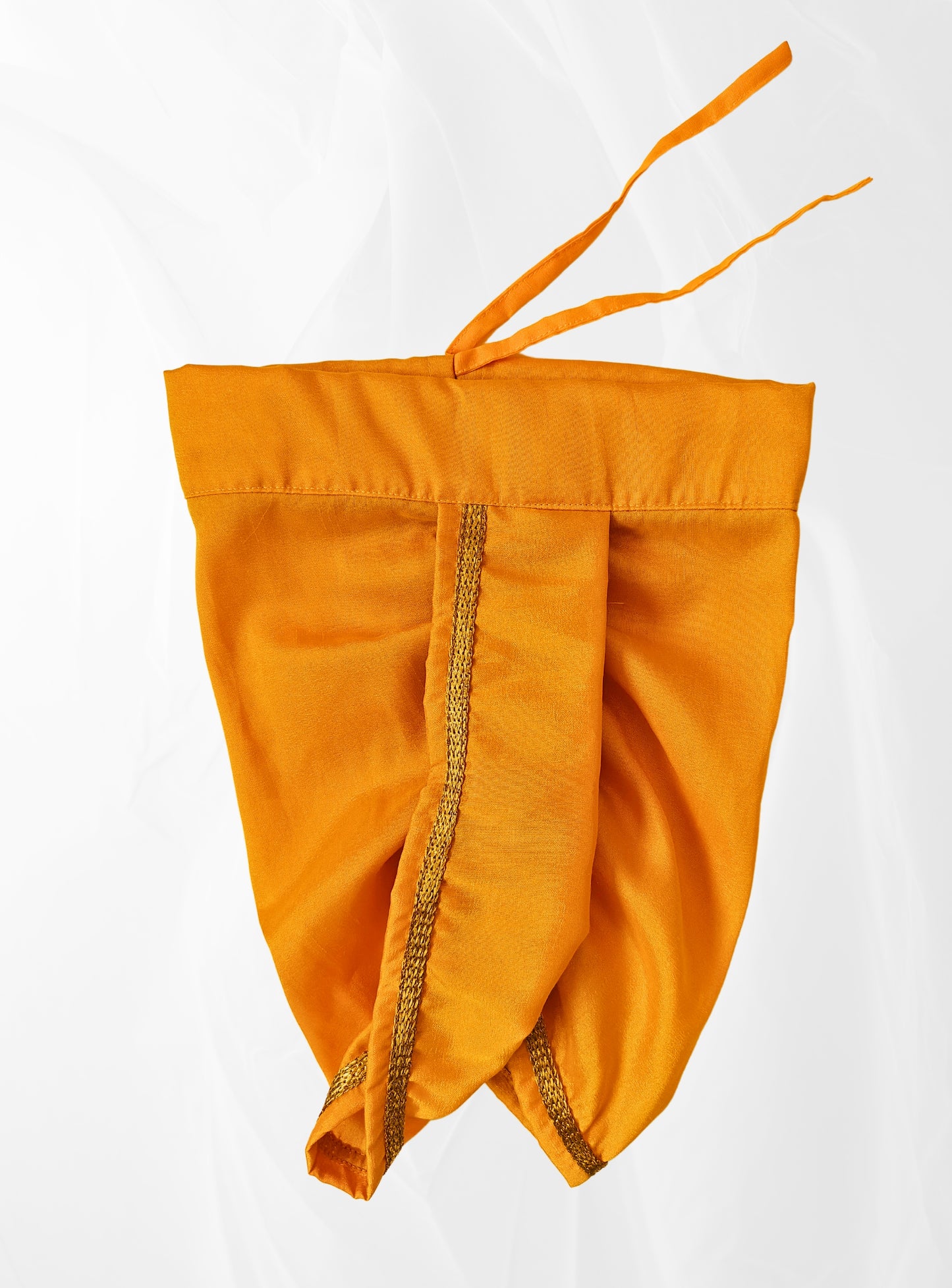 Yellow Dupion Silk Dhoti with Golden Border
