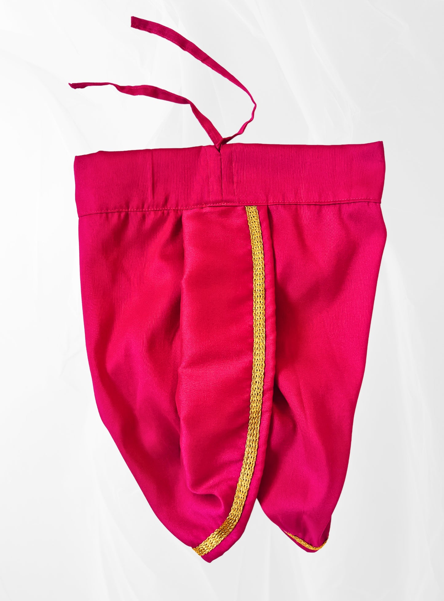 Magenta Dupion Silk Dhoti with Golden Border