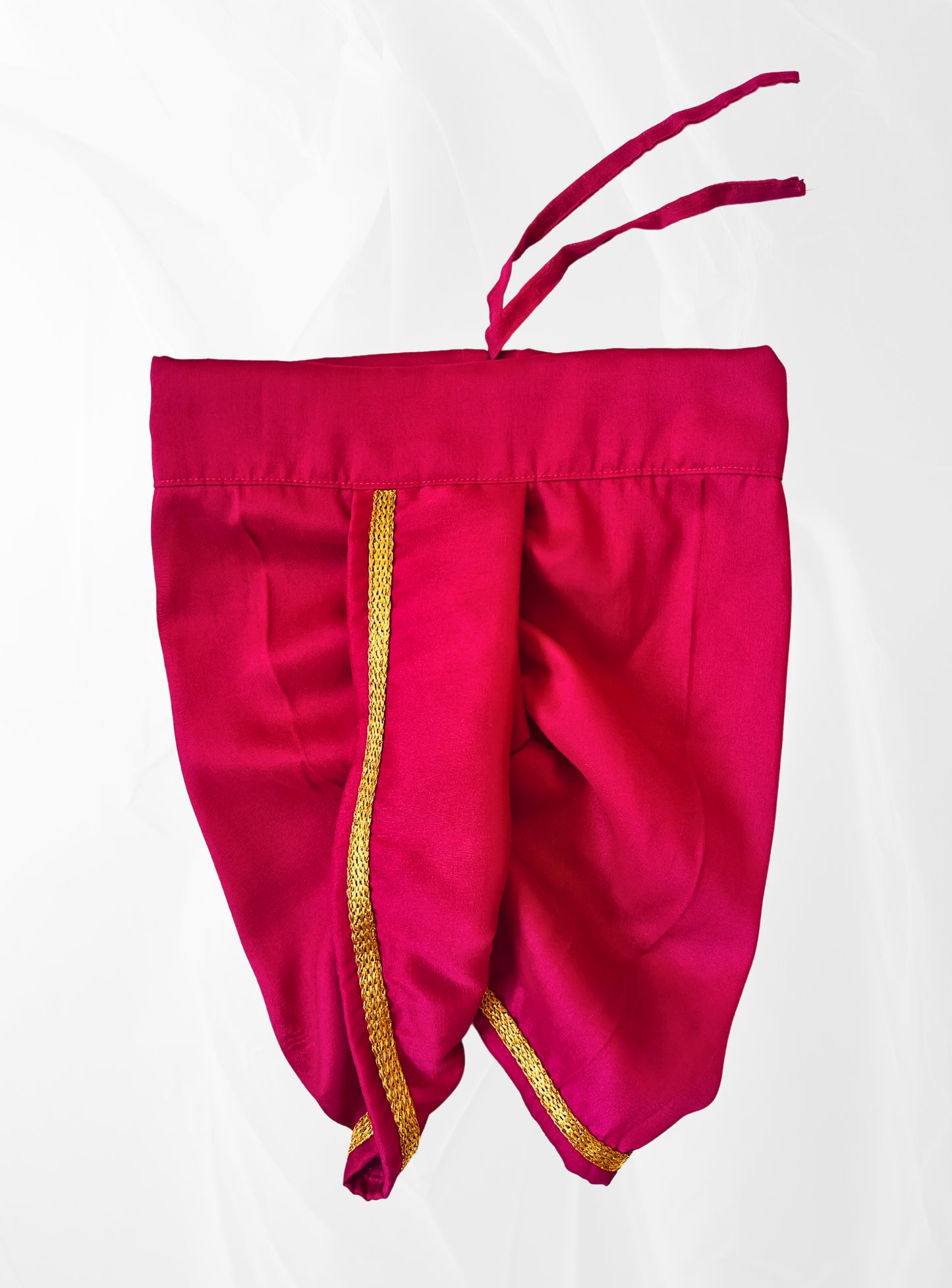 Magenta Dupion Silk Dhoti with Golden Border