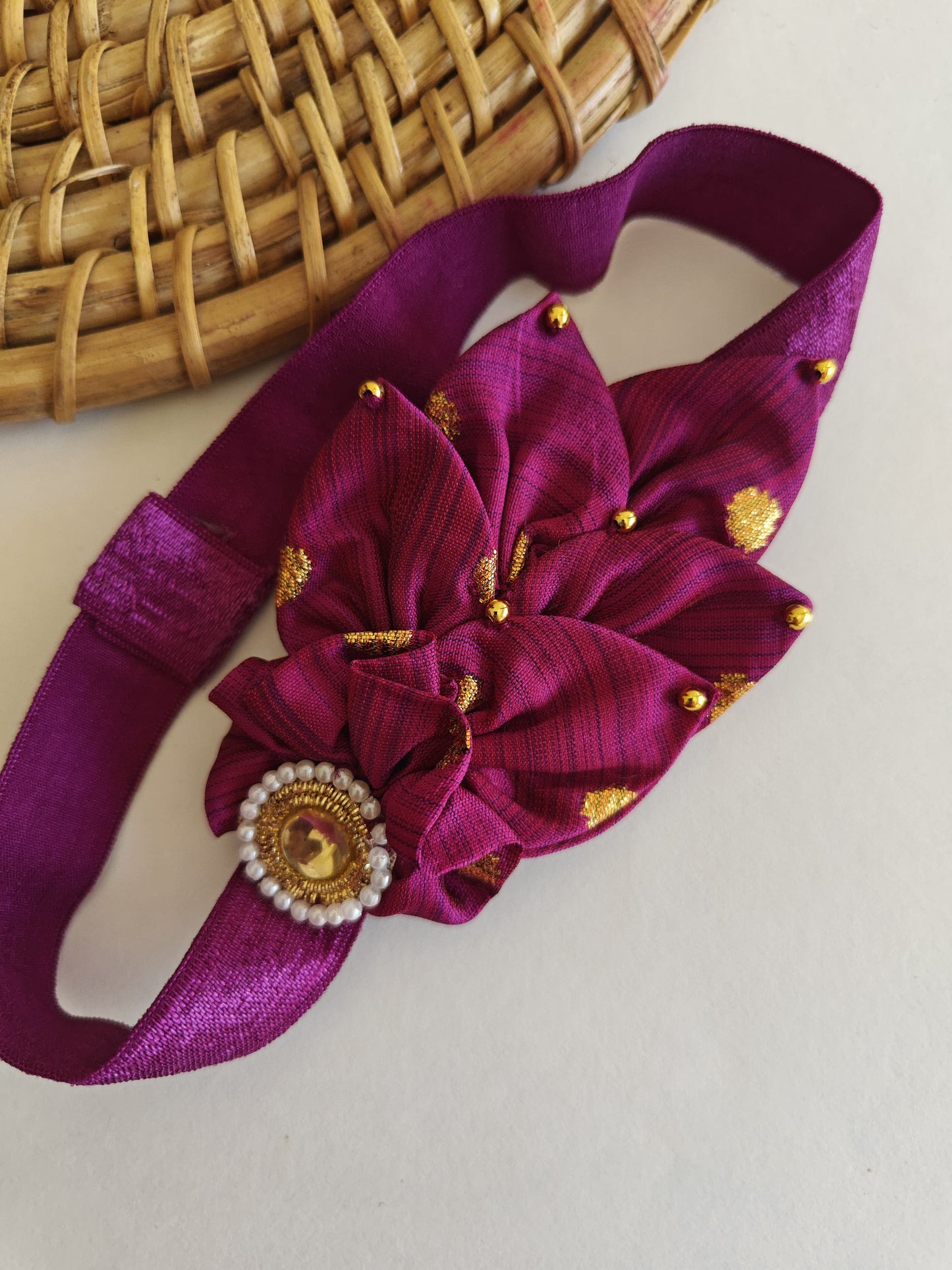 Magenta Bunch of Flowers Stretchable headband for baby girl