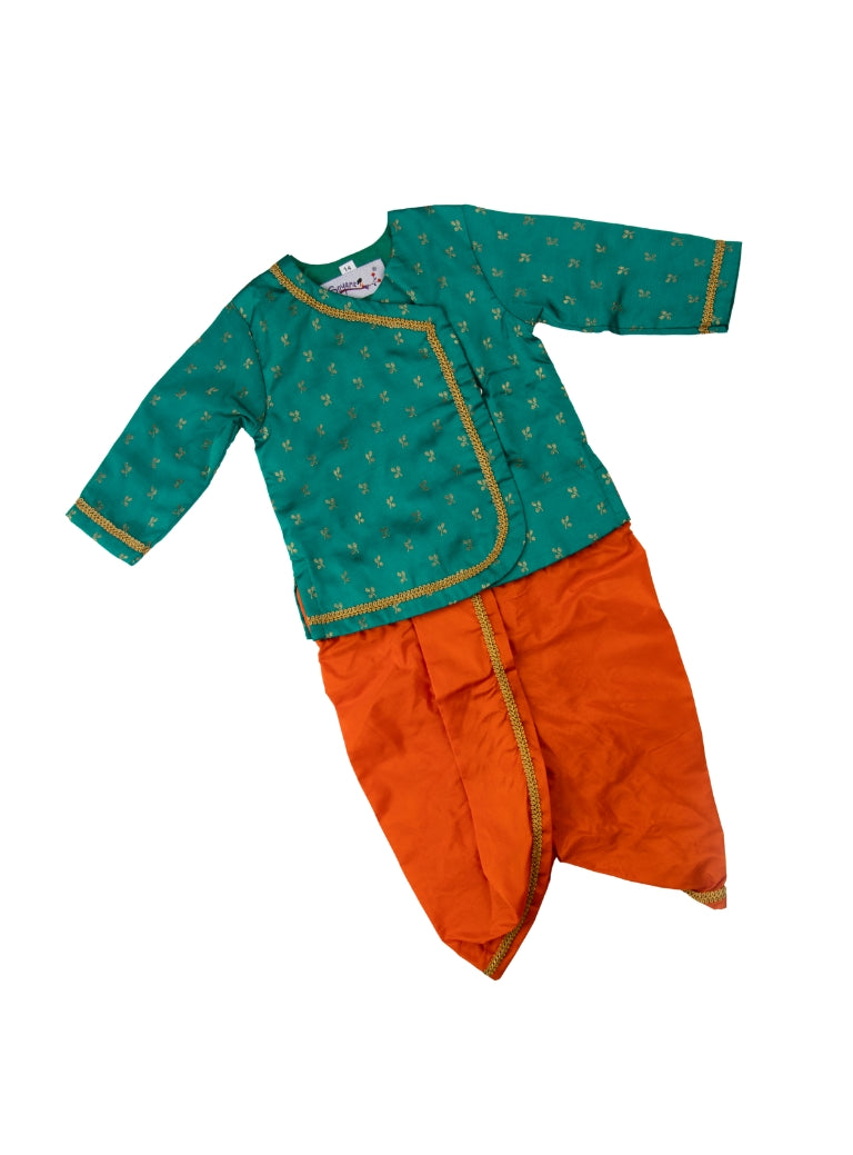 Hemant Set - Magenta and Lime Green brocade silk kurta , cotton silk dhoti for a baby boy . Noolukettu dress cradle ceremony 
Silk brocade cotton silk cotton chanderi printed Traditional ethnic Indian new born baby naming ceremony dress naamkaran annaprashan mundan javal  namakaran janmashtami rice ceremony ushtavan onam kasavu chudakarma Babyboy babygirl bloomer diaper cover bonnet topada
